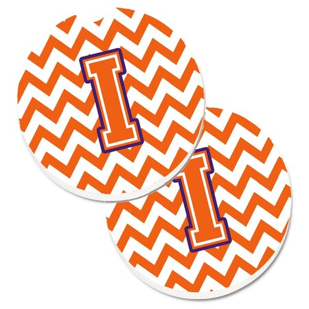 Carolines Treasures Letter I Chevron Orange and Regalia  Cup Holder Car Coaster, PK2 CJ1062-ICARC